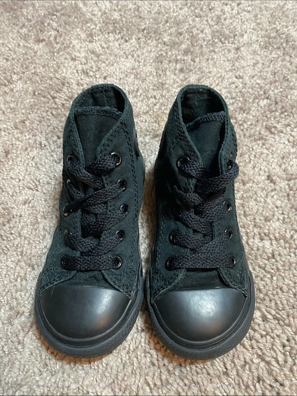 Converse Chuck Taylor Kids' Black on black High-Top Canvas Sneakers size 7